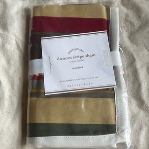Pottery Barn Duncan Stripe Standard Sham New Red Green Gold Regency Traditional